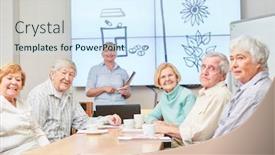  Presentation with medicine plants - Beautiful PPT theme featuring group-of-seniors backdrop and a sky blue colored foreground