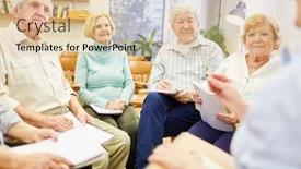  Presentation with group discussion - PPT layouts with group-of-seniors background and a lemonade colored foreground