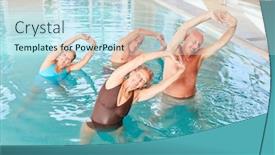  Presentation with course - PPT theme enhanced with group-of-seniors background and a sky blue colored foreground