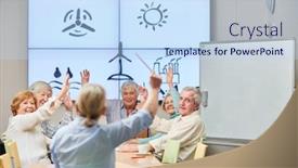  Presentation with alternative - Presentation featuring group-of-seniors background and a light blue colored foreground