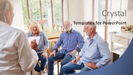  Presentation with group therapy - PPT layouts consisting of group-of-seniors background and a lemonade colored foreground