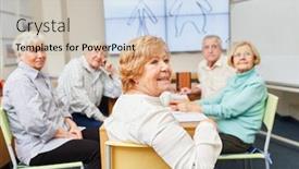  Presentation with old age - Slides with group-of-seniors background and a soft green colored foreground