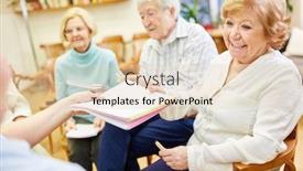  Presentation with group therapy - Audience pleasing presentation theme consisting of group-of-seniors backdrop and a lemonade colored foreground