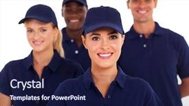  Presentation with technical service - Beautiful theme featuring group of service industry staff backdrop and a navy blue colored foreground