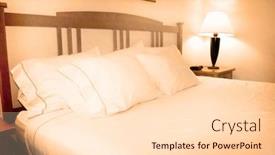  Presentation with bed - PPT theme enhanced with group-of-several-white-pillows background and a lemonade colored foreground