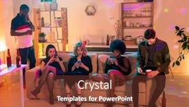  Presentation with friends - PPT theme having group-of-several-young-friends background and a tawny brown colored foreground