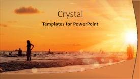  Presentation with orange colored - Colorful PPT theme enhanced with group-of-silhouetted-people backdrop and a yellow colored foreground