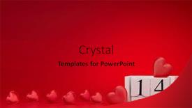  Presentation with greeting card - Colorful PPT theme enhanced with group-of-silk-red-hearts backdrop and a black colored foreground