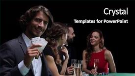  Presentation with poker tournament - Audience pleasing presentation design consisting of group of sinister poker players backdrop and a black colored foreground