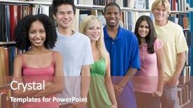  Presentation with students - Audience pleasing slides consisting of group of six students standing backdrop and a coral colored foreground
