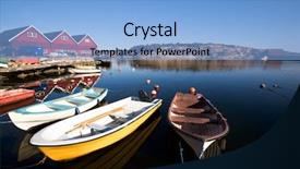  Presentation with dock - Slides consisting of group of small row boats background and a light blue colored foreground