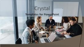  Presentation with new office - Beautiful PPT layouts featuring group-of-smart-multiethnic-motivated backdrop and a light blue colored foreground