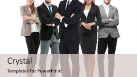  Presentation with diverse group of smiling people giving thumbs up - PPT layouts enhanced with group of smiling business people background and a soft green colored foreground