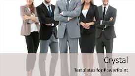  Presentation with diverse group of smiling people giving thumbs up - Colorful PPT layouts enhanced with group of smiling business people backdrop and a light gray colored foreground
