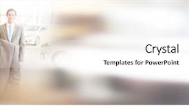  Presentation with car sales - Slide deck with group of smiling business team background and a cream colored foreground