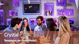  Presentation with cocktail bar - Colorful slide set enhanced with group of smiling friends interacting with each other at bar counter while having cocktail in bar backdrop and a red colored foreground