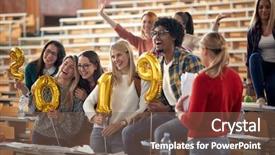  Presentation with international - PPT theme with group of smiling international students background and a  colored foreground