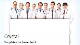  Presentation with doctor in hospital health insurance related icons healthcare person saving medical - Audience pleasing presentation consisting of group of smiling medical doctors backdrop and a  colored foreground