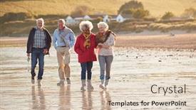  Presentation with granddaughter walking senior - Slides enhanced with group-of-smiling-senior-friends background and a lemonade colored foreground
