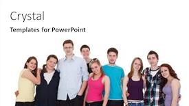  Presentation with teenagers - Slide deck enhanced with group-of-smiling-teenagers-embracing background and a white colored foreground