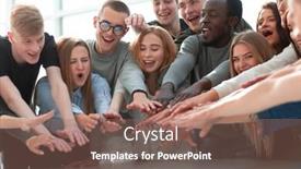  Presentation with people - Beautiful theme featuring group-of-smiling-young-people backdrop and a violet colored foreground