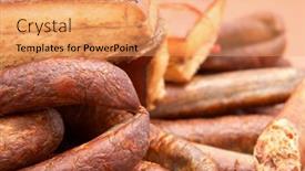  Presentation with sausages - Audience pleasing presentation consisting of group-of-smoked-hams backdrop and a coral colored foreground