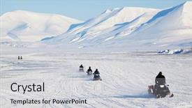  Presentation with norway - Beautiful presentation theme featuring group of snowmobiles backdrop and a light gray colored foreground