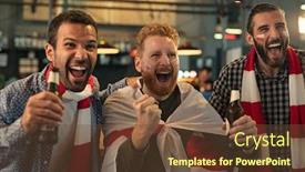  Presentation with victory sport - Cool new theme with group-of-soccer-supporters-wearing backdrop and a tawny brown colored foreground