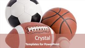  Presentation with ball sports - PPT theme with group of sports balls background and a coral colored foreground