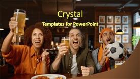  Presentation with sports bar sports bar - Presentation theme featuring group-of-sports-fan-celebrating background and a wine colored foreground