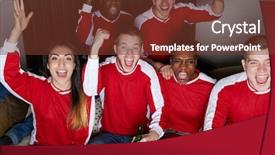  Presentation with sports fans - Theme consisting of group of sports fans watching background and a  colored foreground