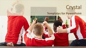  Presentation with sports fans - Audience pleasing presentation theme consisting of group of sports fans watching backdrop and a lemonade colored foreground