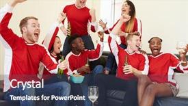  Presentation with sports fans - Amazing presentation theme having group of sports fans watching backdrop and a ocean colored foreground