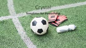  Presentation with sports field - Amazing slide set having group-of-sports-gear-soccer backdrop and a seafoam green colored foreground