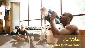  Presentation with water sports - Presentation theme consisting of group of sports strong people background and a  colored foreground