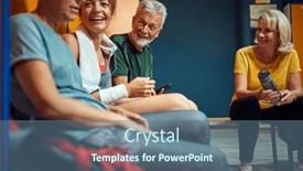  Presentation with sporty - Presentation theme with group-of-sporty-poeple background and a ocean colored foreground