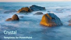  Presentation with sea water - PPT theme consisting of group of stones in water of sea in morning time background and a ocean colored foreground