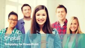  Presentation with students - Cool new PPT theme with group of students at school backdrop and a  colored foreground