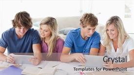  Presentation with helping - Audience pleasing slide deck consisting of group of students helping each backdrop and a coral colored foreground