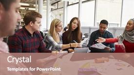  Presentation with library - PPT theme with group of students in library background and a coral colored foreground