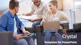  Presentation with teacher and students - Cool new presentation with group of students in lounge backdrop and a  colored foreground