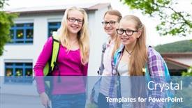  Presentation with students - Slide deck consisting of group-of-students-in-recess background and a  colored foreground