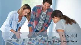  Presentation with soccer - Slide set with group-of-students-playing-table background and a light blue colored foreground