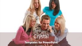  Presentation with examination - Cool new presentation theme with group of students prepare for examination on a white background backdrop and a tawny brown colored foreground