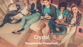  Presentation with apartment - Presentation design having group of students preparing background and a coral colored foreground