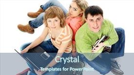  Presentation with diversity students friends happiness concept - Cool new PPT theme with group of students theme education backdrop and a ocean colored foreground