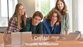  Presentation with students - Amazing presentation theme having group-of-students-using-laptop backdrop and a coral colored foreground