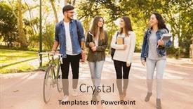  Presentation with walking together - PPT layouts having group-of-students-walking-together background and a coral colored foreground