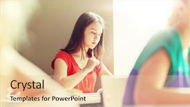  Presentation with cognitive theory learning concept - Colorful PPT theme enhanced with group of students with book backdrop and a lemonade colored foreground