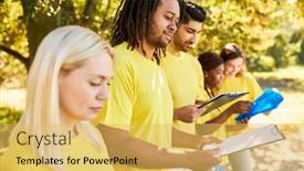  Presentation with building team - PPT layouts featuring group-of-students-with-clipboard background and a yellow colored foreground